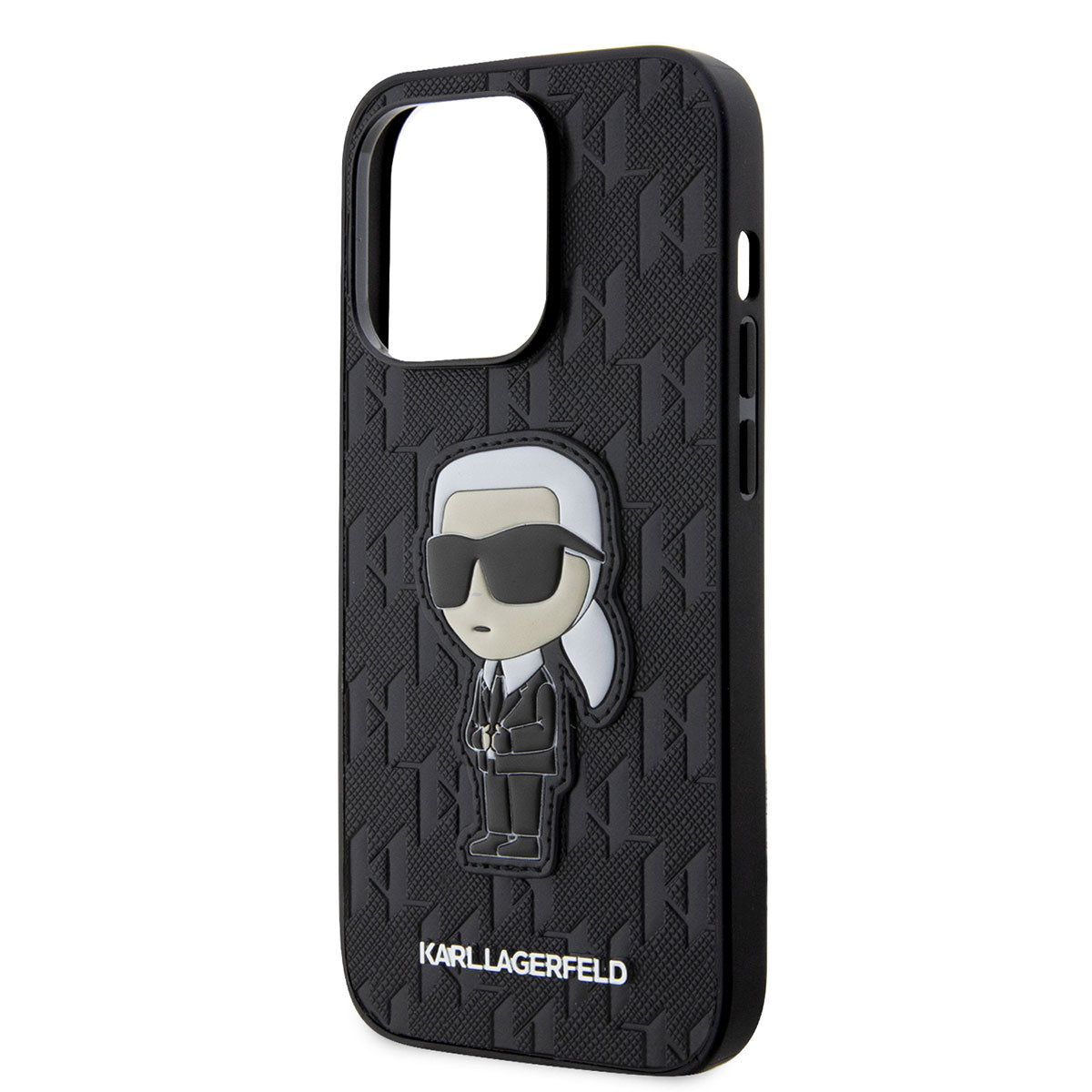 iPhone 14 Pro Max Kılıf Karl Lagerfeld Saffiano Deri Karl Dizayn Kılıf Siyah