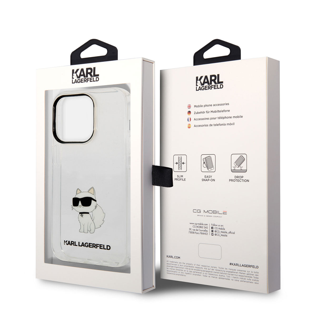 iPhone 14 Pro Max Kılıf Karl Lagerfeld Transparan Choupette Dizayn Kılıf Renksiz