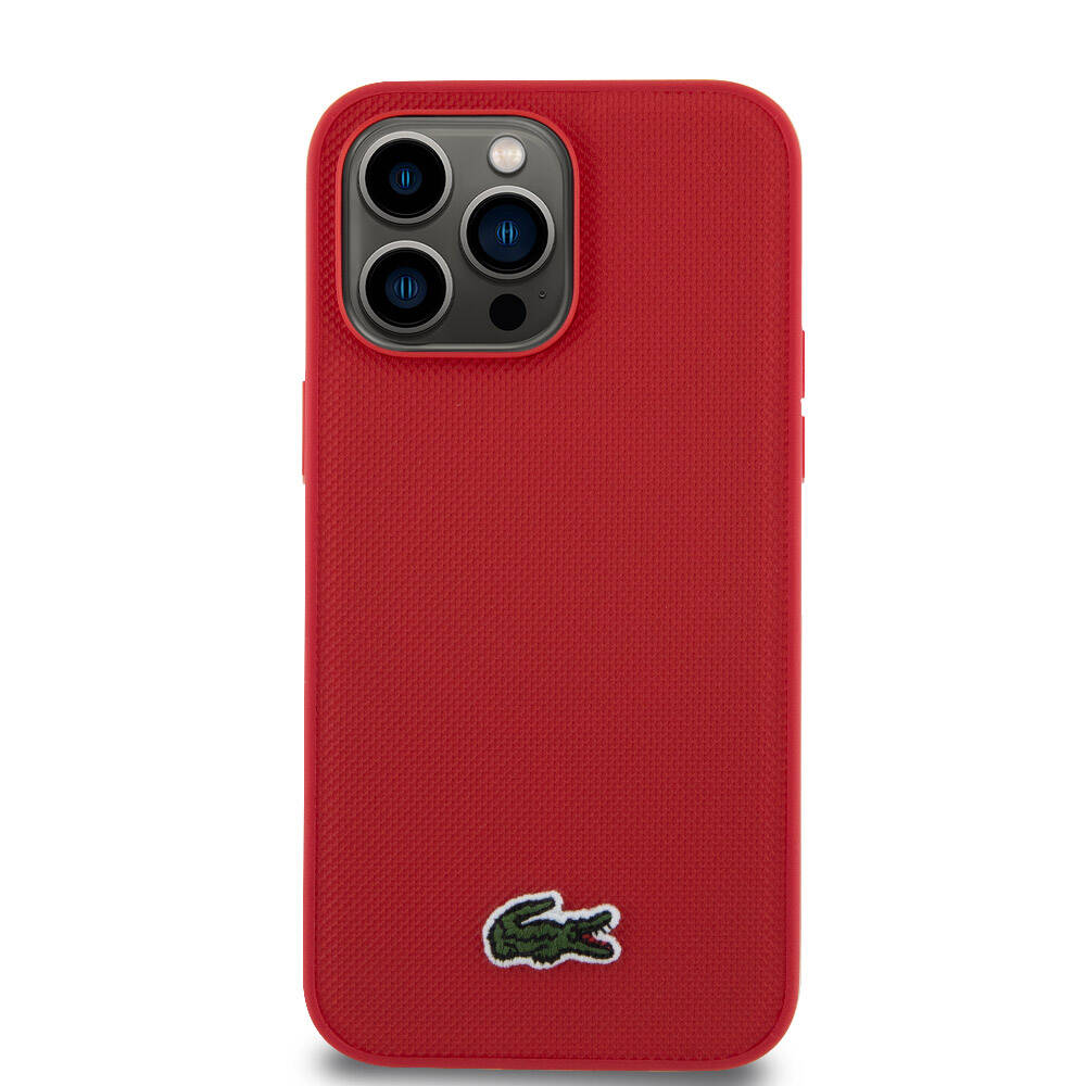 Apple iPhone 14 Pro Max Kılıf Lacoste Orjinal Lisanslı PU Pike Desenli Arka Yüzey İkonik Timsah Dokuma Logolu Kapak Lacivert