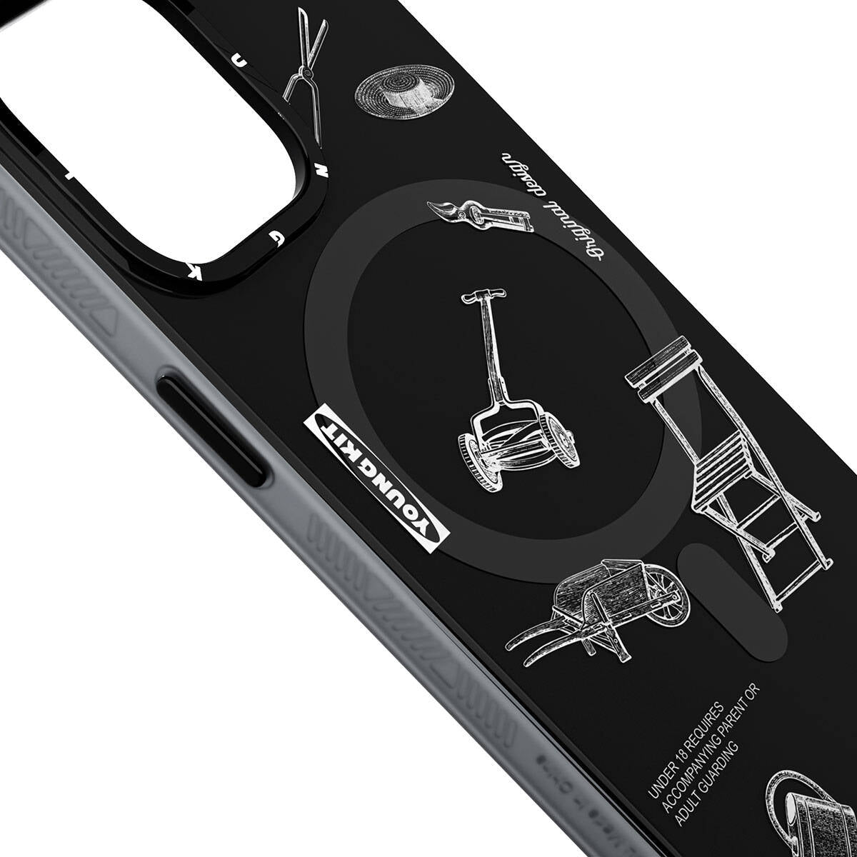 iPhone 14 Pro Max Kılıf Magsafe Şarj Özellikli Desenli Youngkit Plaything Serisi Kılıf Mor