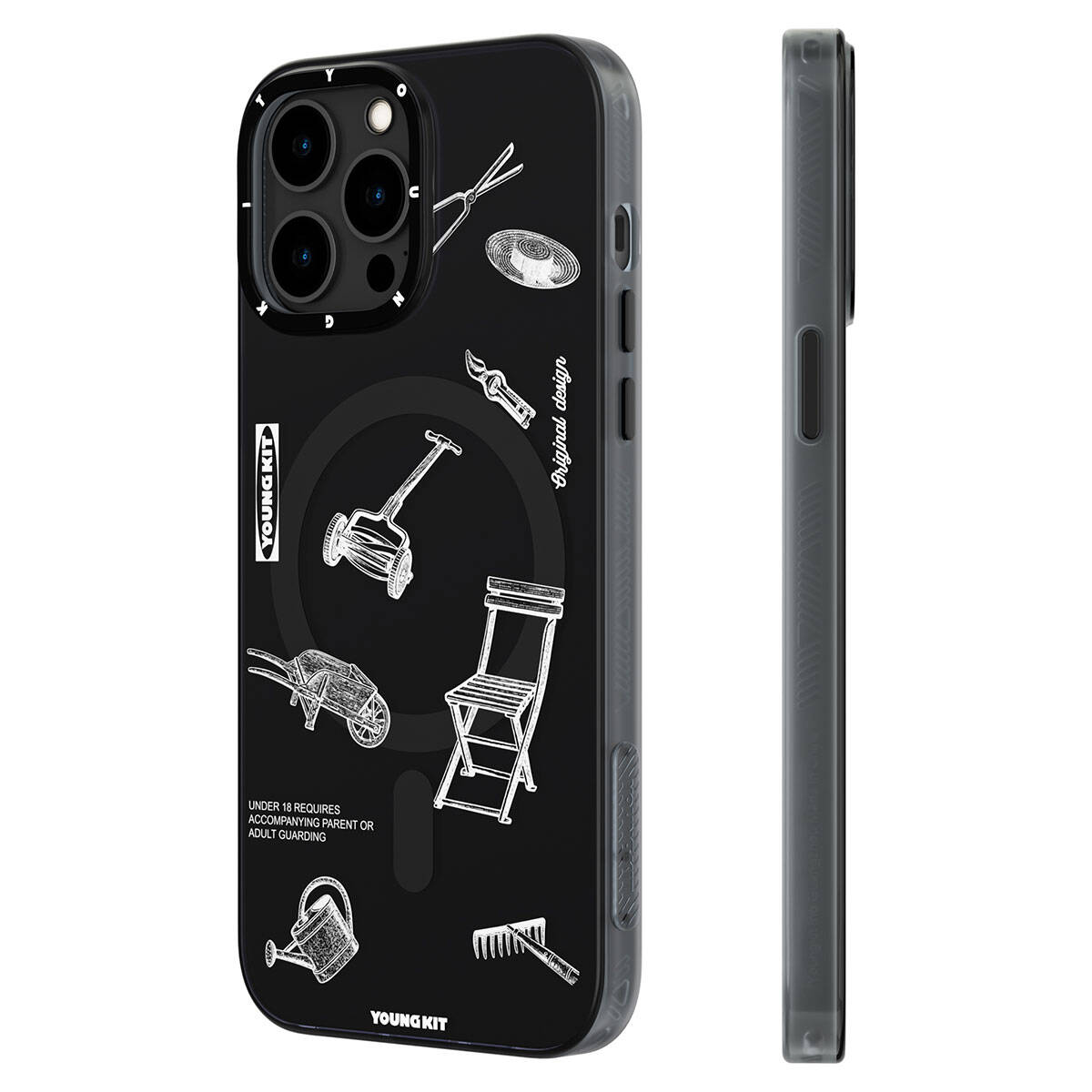 iPhone 14 Pro Max Kılıf Magsafe Şarj Özellikli Desenli Youngkit Plaything Serisi Kılıf Mor