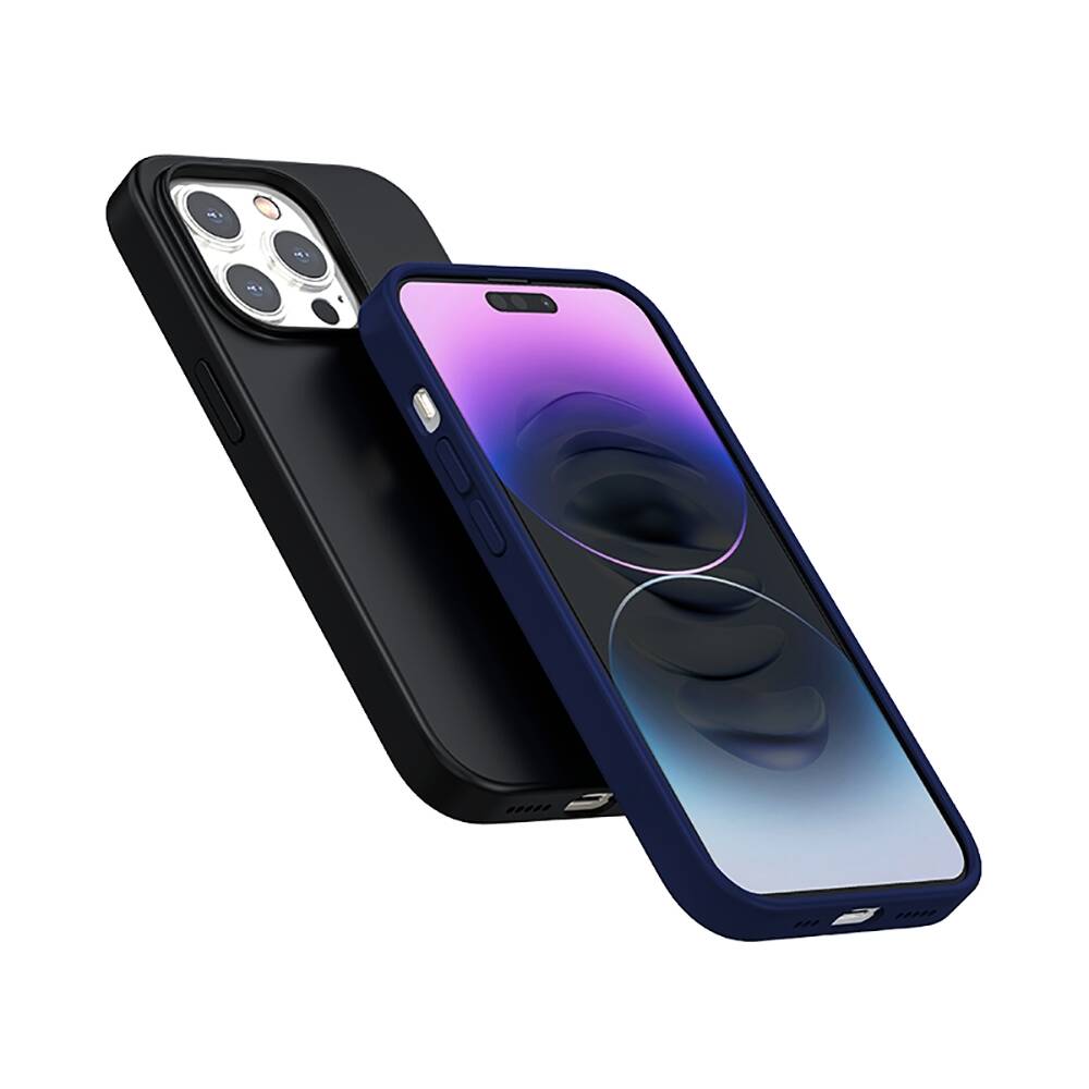 iPhone 14 Pro Max Kılıf Magsafe Şarj Özellikli Liquid Silikon Recci Mousse Serisi Kılıf Mavi