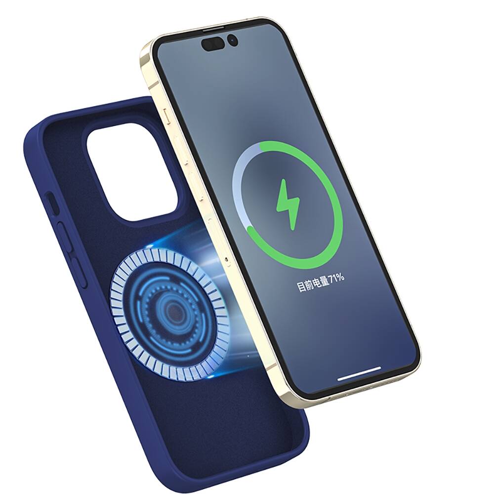 iPhone 14 Pro Max Kılıf Magsafe Şarj Özellikli Liquid Silikon Recci Mousse Serisi Kılıf Siyah