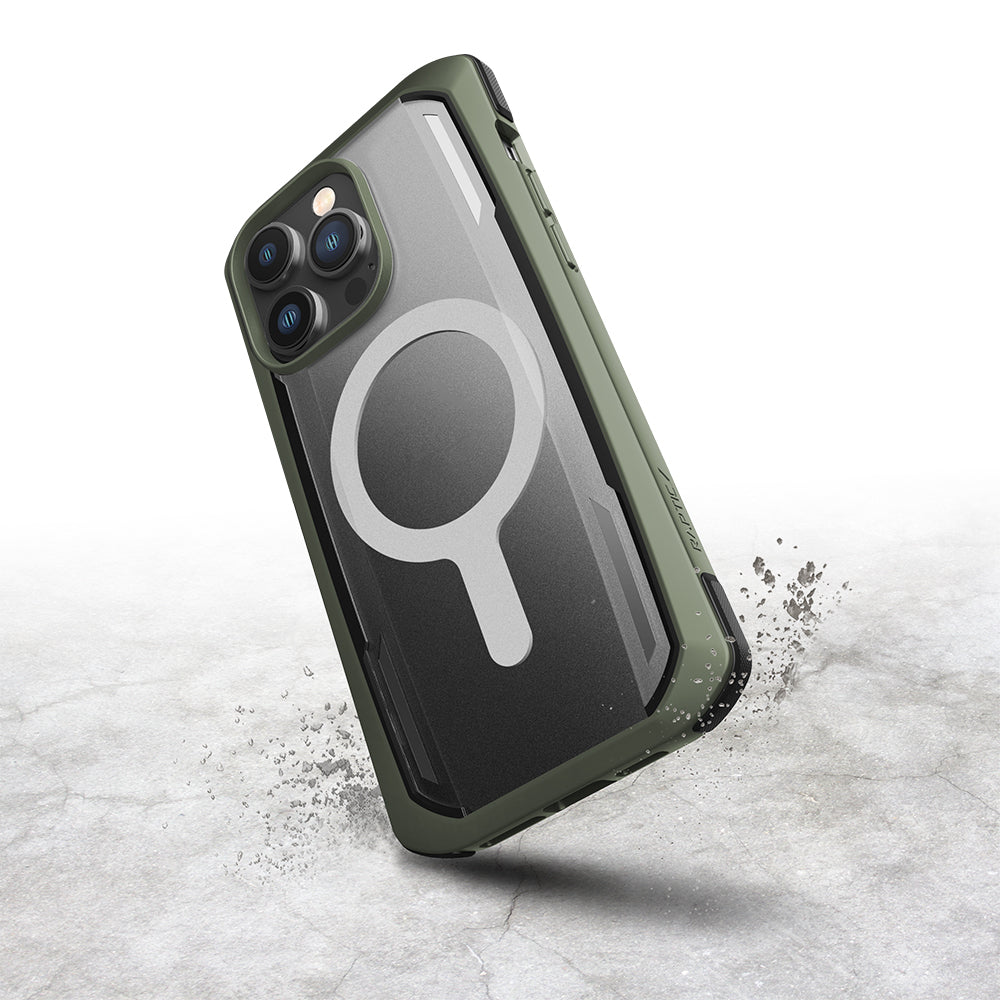 iPhone 14 Pro Max Kılıf Magsafe Şarj Özellikli Raptic Secure Serisi Çift Kat TPU Kenarlı Şeffaf Arka Yüzeyli Kılıf Yeşil