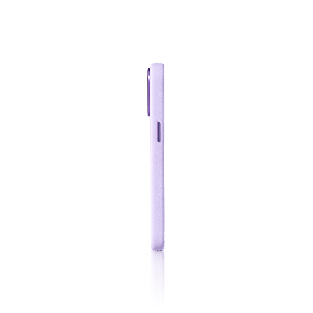 Apple iPhone 14 Pro Max Kılıf Magsafe Şarj Özellikli Standlı Suni Deri Tasarımlı Pynana Dancing Circle Serisi Kapak Lila