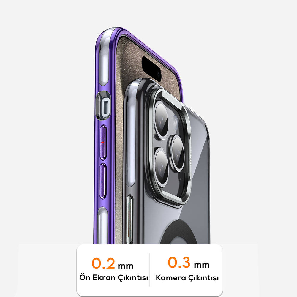 iPhone 14 Pro Max Kılıf Magsafe Şarj Özellikli Wlons Standlı Efsane Kılıf Siyah