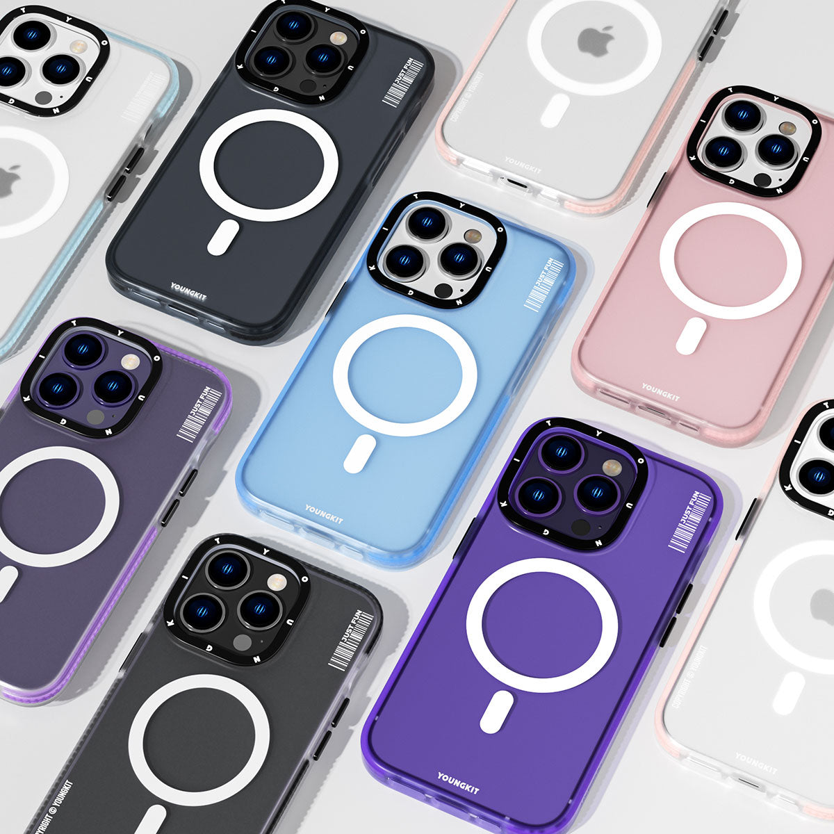 iPhone 14 Pro Max Kılıf Magsafe Şarj Özellikli Youngkit Colored Sand Serisi Kılıf Pembe