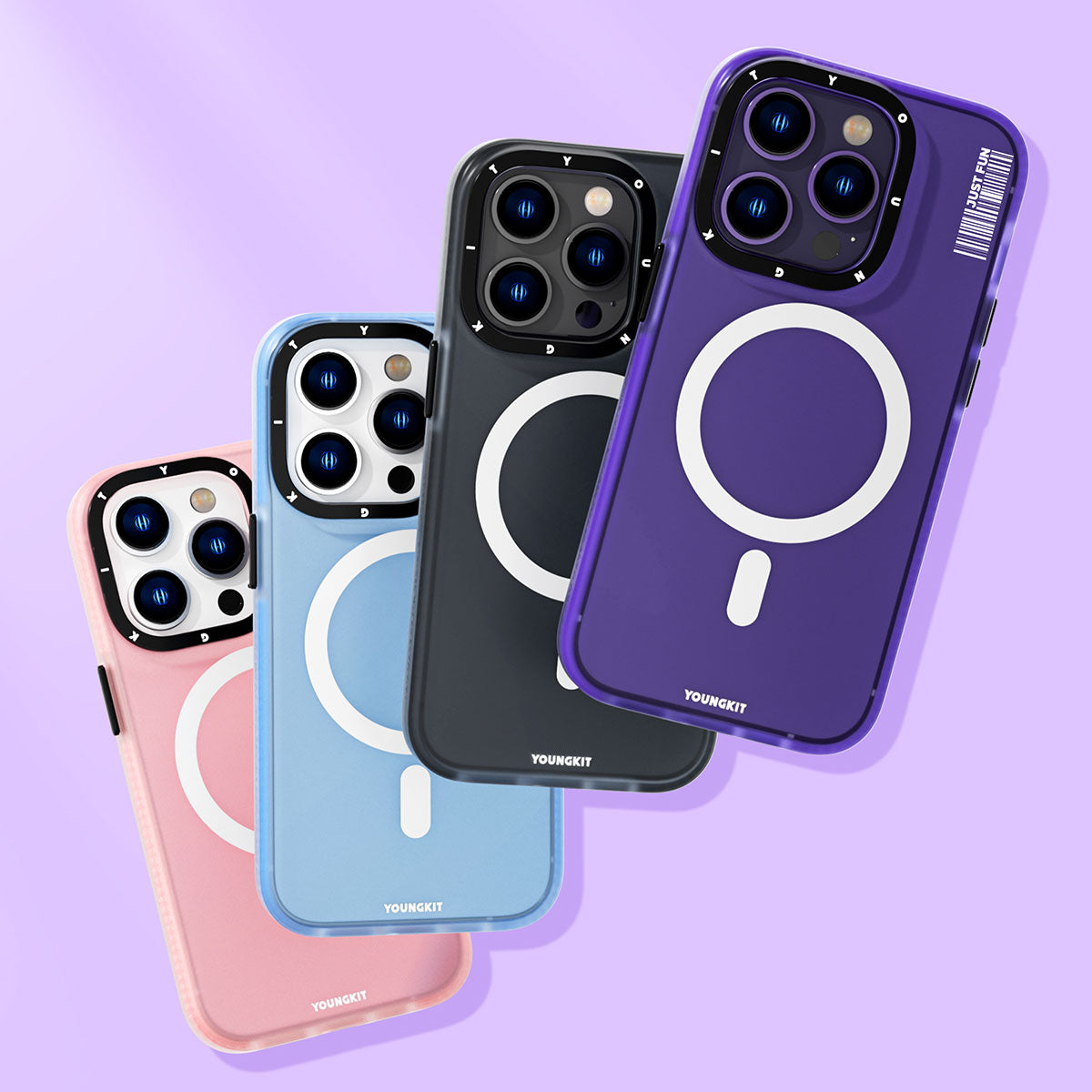 iPhone 14 Pro Max Kılıf Magsafe Şarj Özellikli Youngkit Colored Sand Serisi Kılıf Siyah