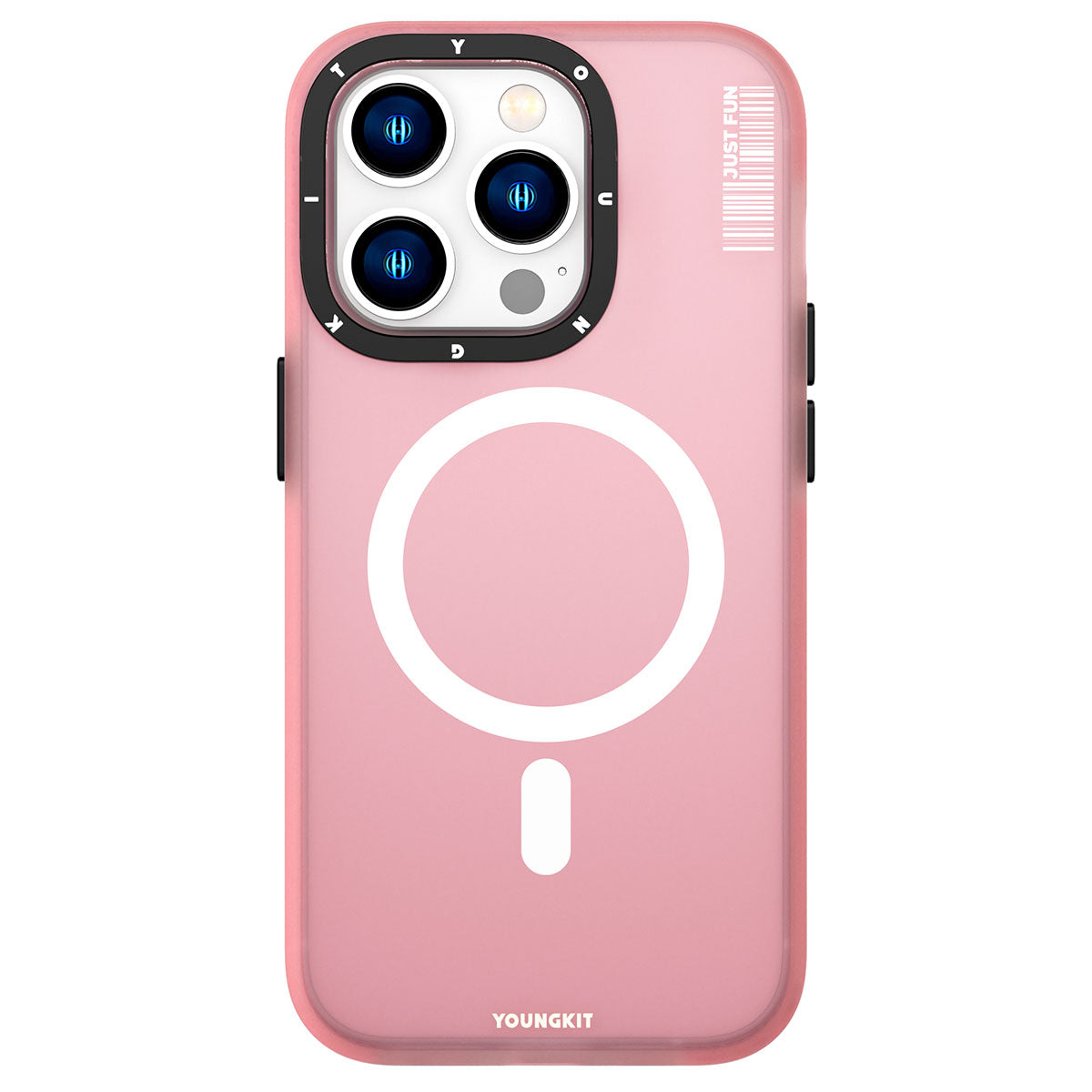 iPhone 14 Pro Max Kılıf Magsafe Şarj Özellikli Youngkit Colored Sand Serisi Kılıf Pembe