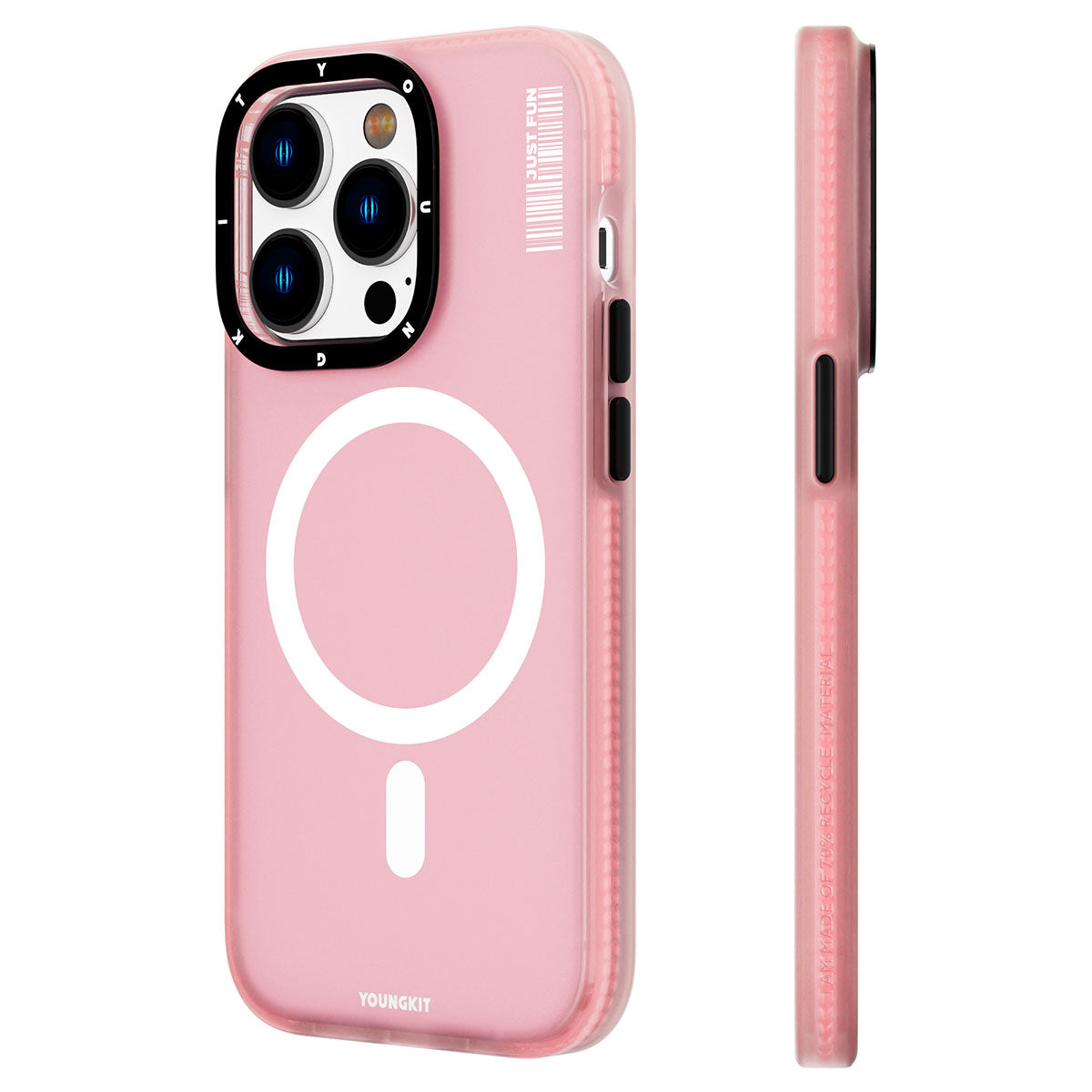 iPhone 14 Pro Max Kılıf Magsafe Şarj Özellikli Youngkit Colored Sand Serisi Kılıf Pembe