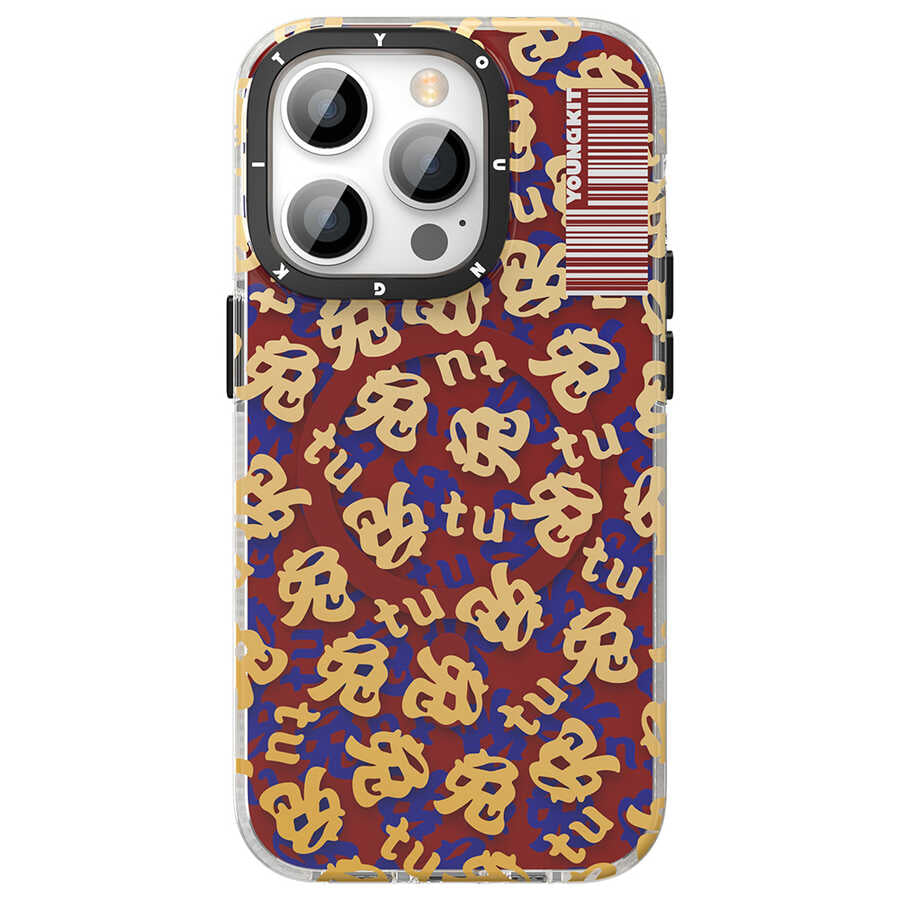 iPhone 14 Pro Max Kılıf Magsafe Şarj Özellikli Youngkit Play Rabbit Serisi Kılıf Turuncu