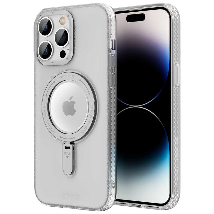 iPhone 14 Pro Max Kılıf Magsafe Şarj Özellikli Youngkit Rock Serisi Kılıf Derin Mor