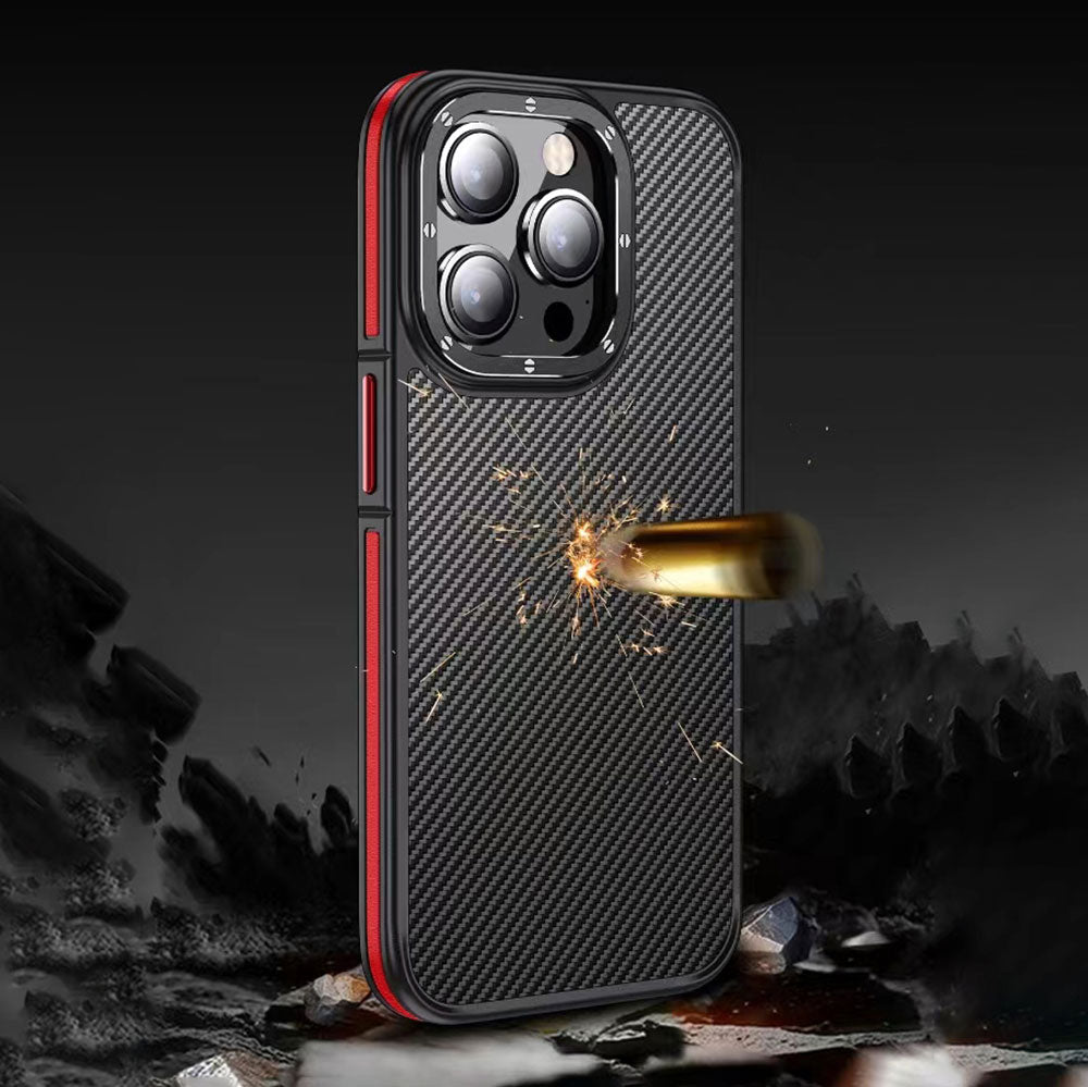 iPhone 14 Pro Max Kılıf Mat Transparan Karbon Fiber Görünümlü Wlons Marin Kılıf Derin Mor