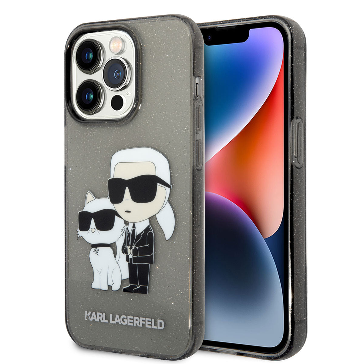 iPhone 14 Pro Max Kılıf Karl Lagerfeld Transparan Simli K&C Dizayn Kılıf Renksiz