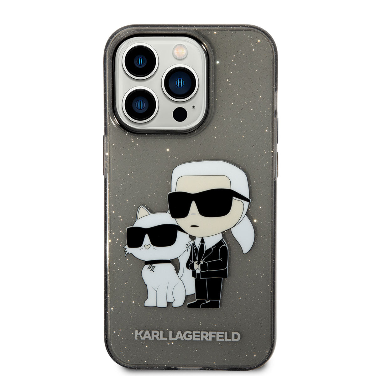 iPhone 14 Pro Max Kılıf Karl Lagerfeld Transparan Simli K&C Dizayn Kılıf Renksiz
