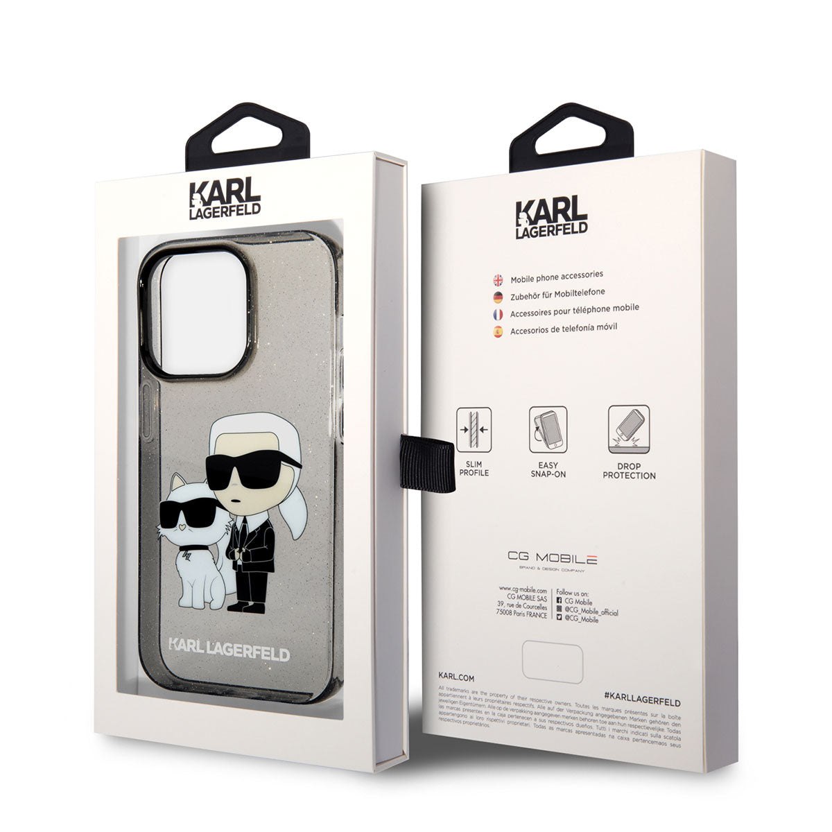 iPhone 14 Pro Max Kılıf Karl Lagerfeld Transparan Simli K&C Dizayn Kılıf Renksiz