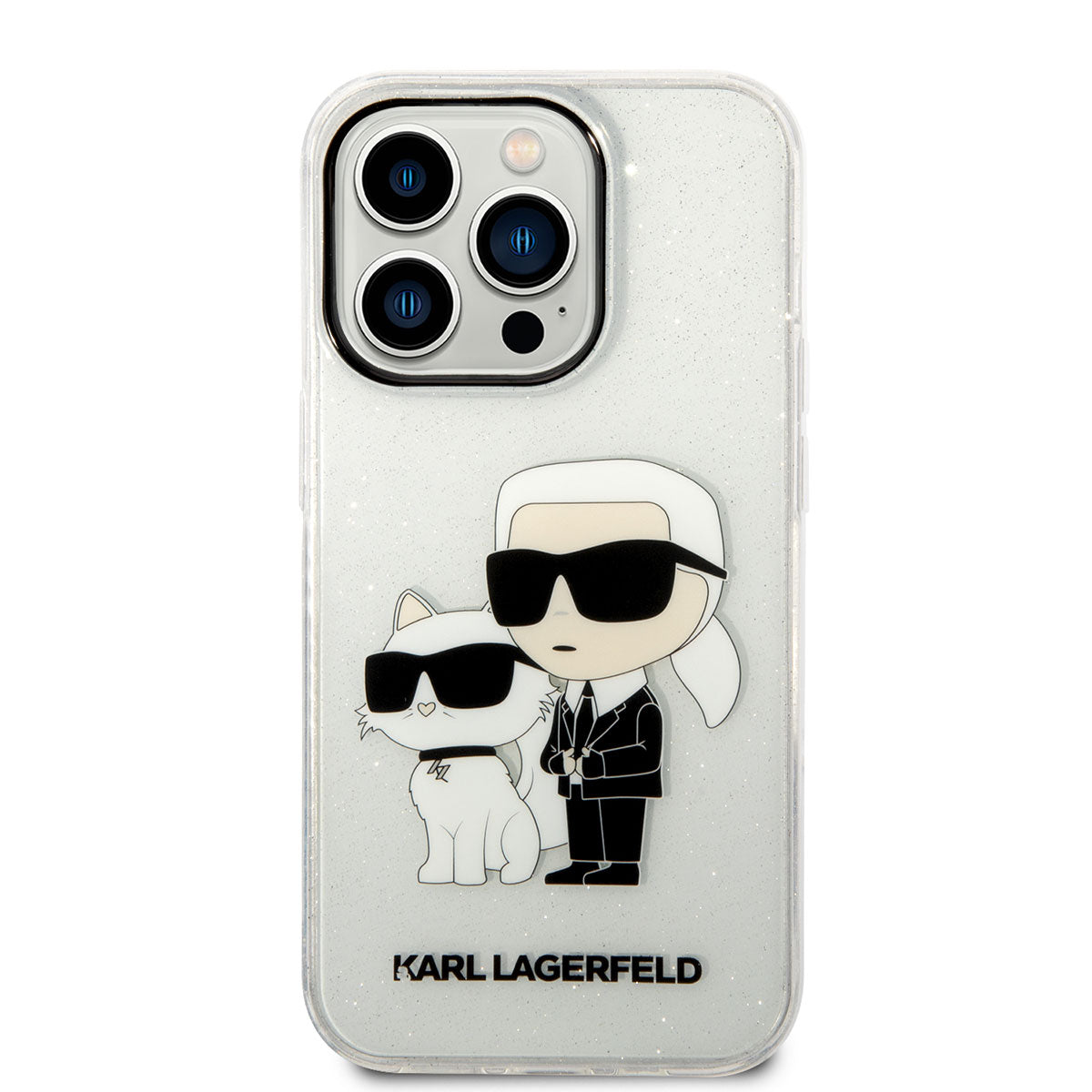iPhone 14 Pro Max Kılıf Karl Lagerfeld Transparan Simli K&C Dizayn Kılıf Renksiz