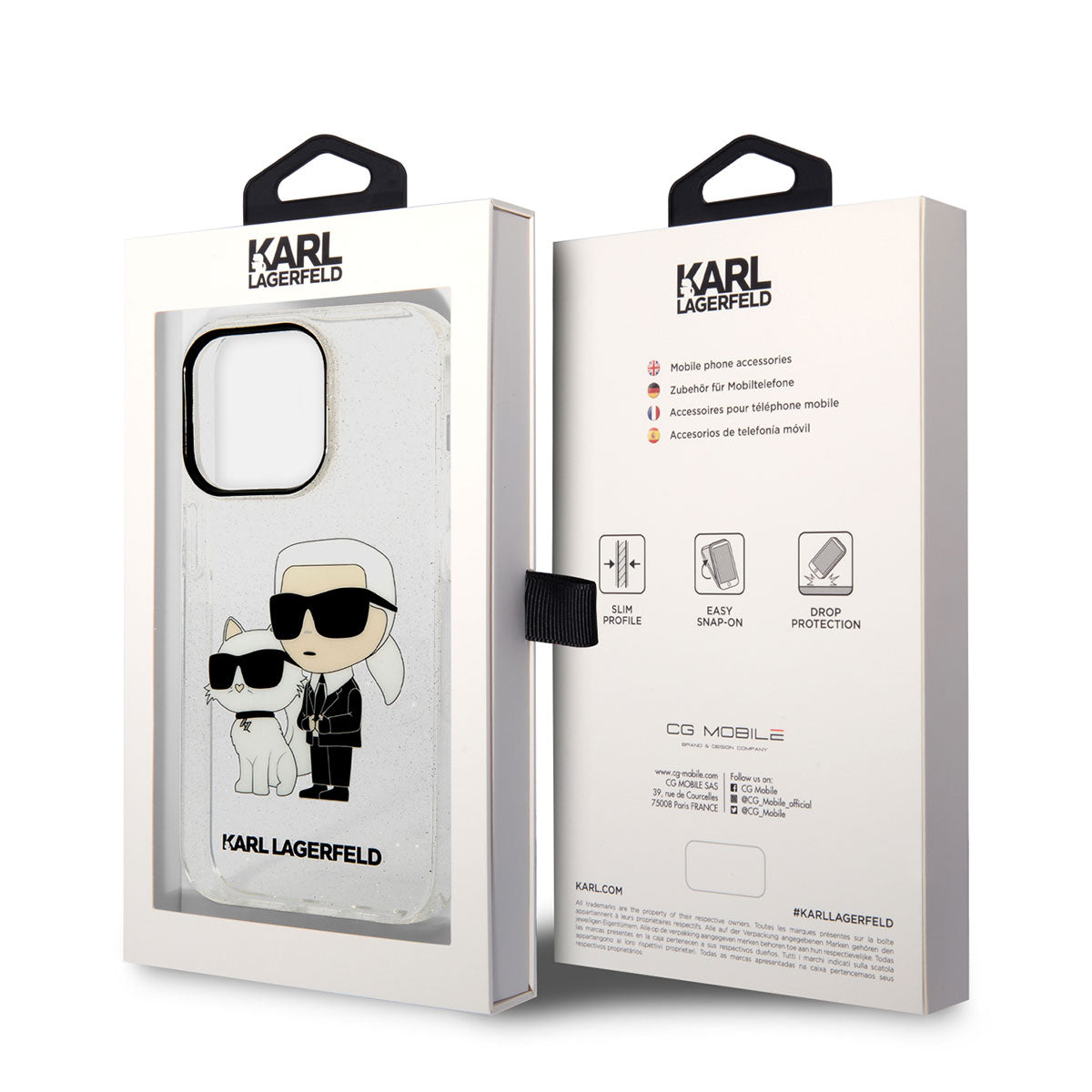 iPhone 14 Pro Max Kılıf Karl Lagerfeld Transparan Simli K&C Dizayn Kılıf Renksiz