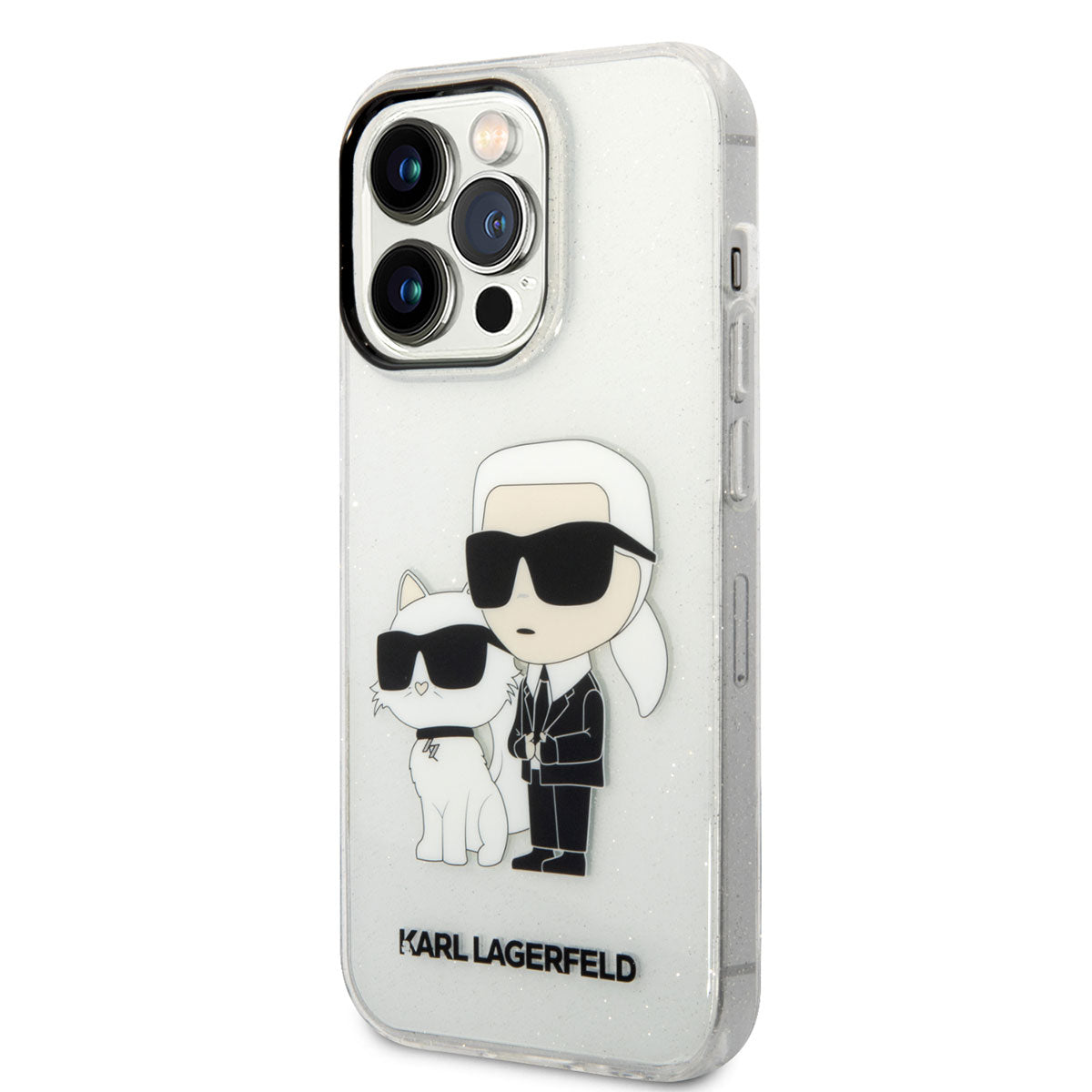 iPhone 14 Pro Max Kılıf Karl Lagerfeld Transparan Simli K&C Dizayn Kılıf Renksiz