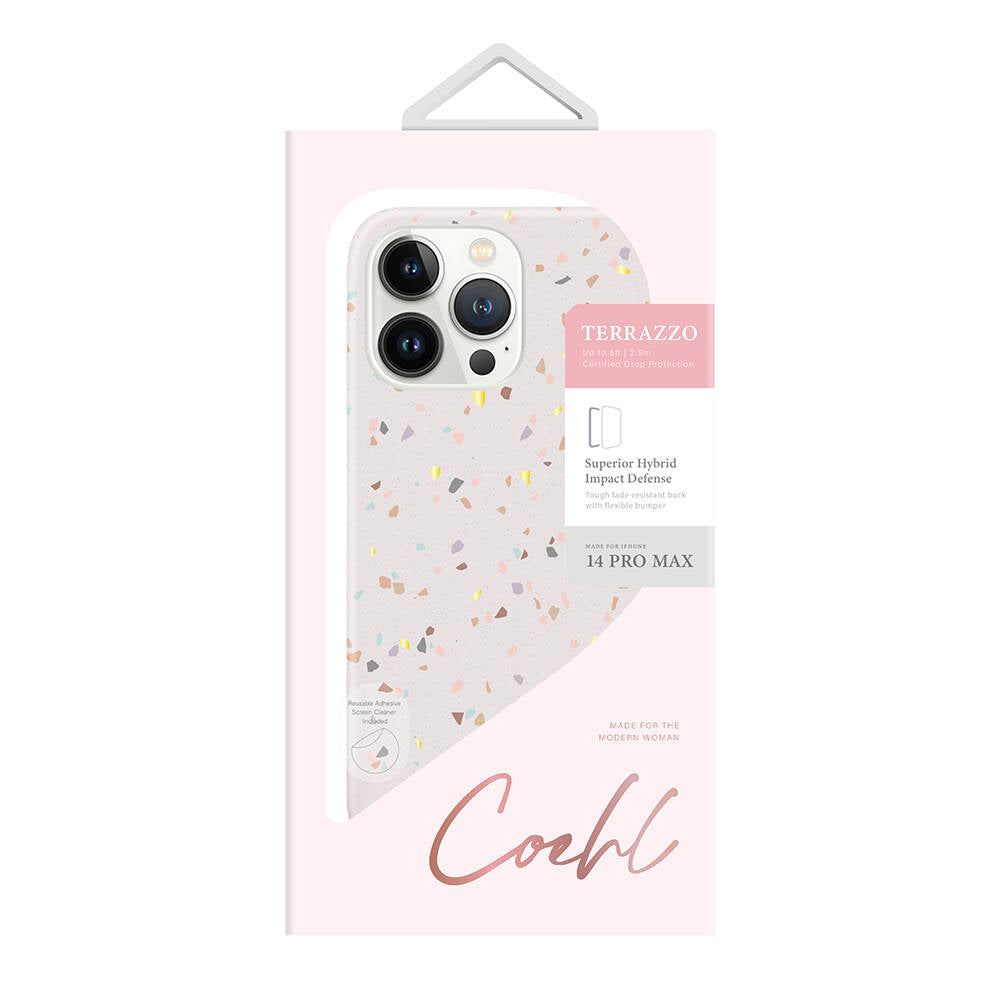 iPhone 14 Pro Max Kılıf Mozaik Desenli Coehl Terrazzo Kılıf Gri