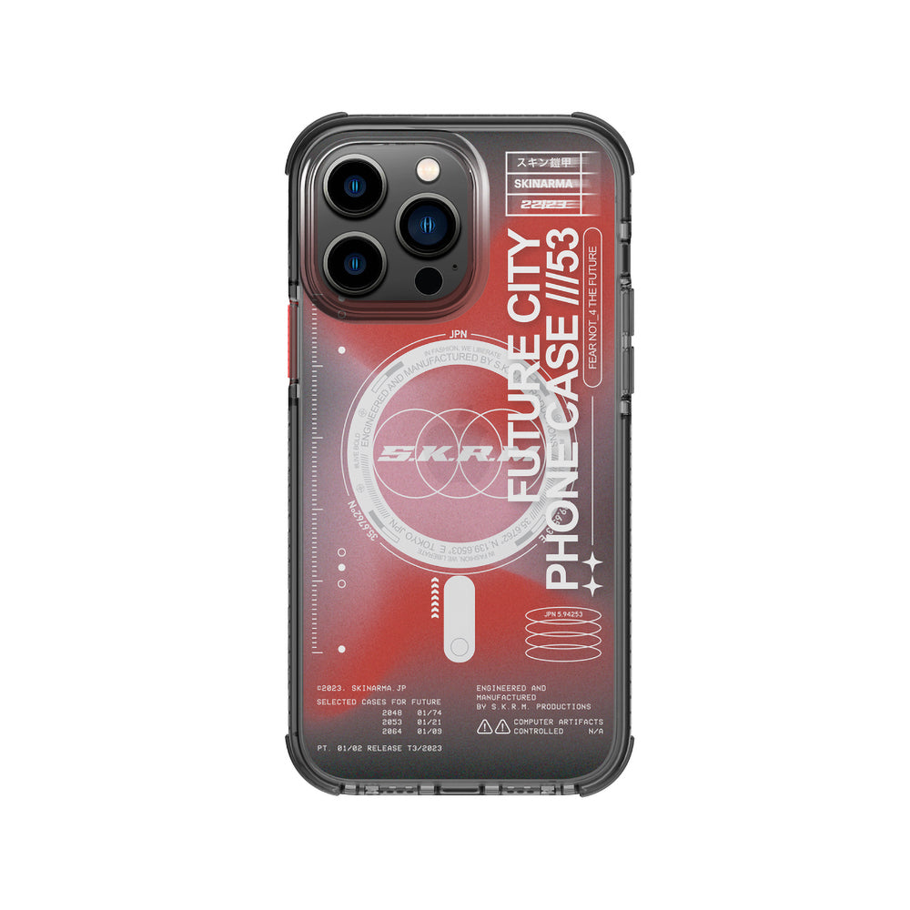 iPhone 14 Pro Max Kılıf SkinArma Şeffaf Airbag Tasarımlı Magsafe Şarj Özellikli Shorai Kılıf Kırmızı