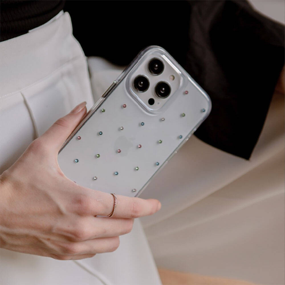 iPhone 14 Pro Max Kılıf Tektaş Desenli Coehl Solitaire Kılıf Renksiz