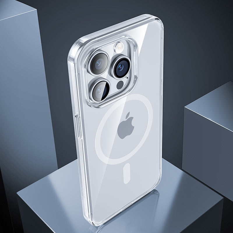 iPhone 14 Pro Max Kılıf Wireless Şarj Destekli Benks Yeni Magnetik Crystal PC Kılıf Renksiz