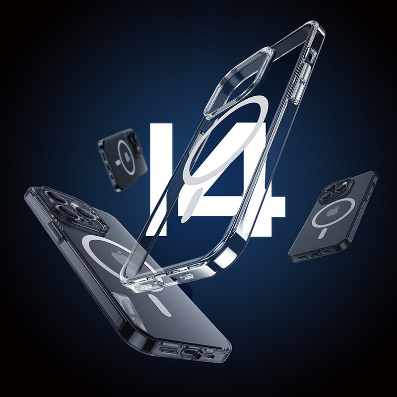 iPhone 14 Pro Max Kılıf Wireless Şarj Destekli Benks Yeni Magnetik Crystal PC Kılıf Renksiz
