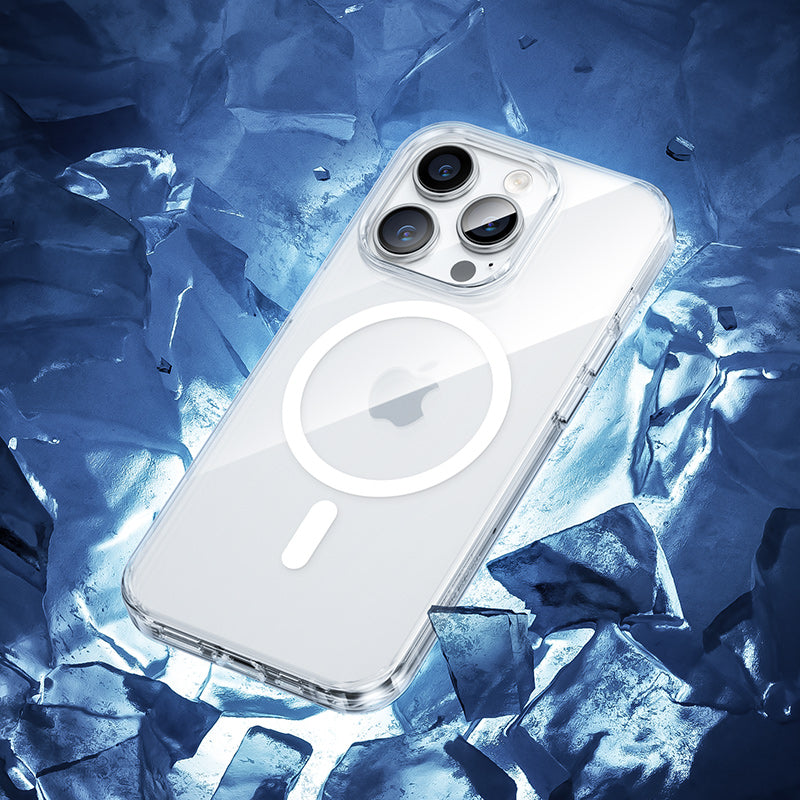 iPhone 14 Pro Max Kılıf Wireless Şarj Destekli Benks Yeni Magnetik Crystal PC Kılıf Renksiz