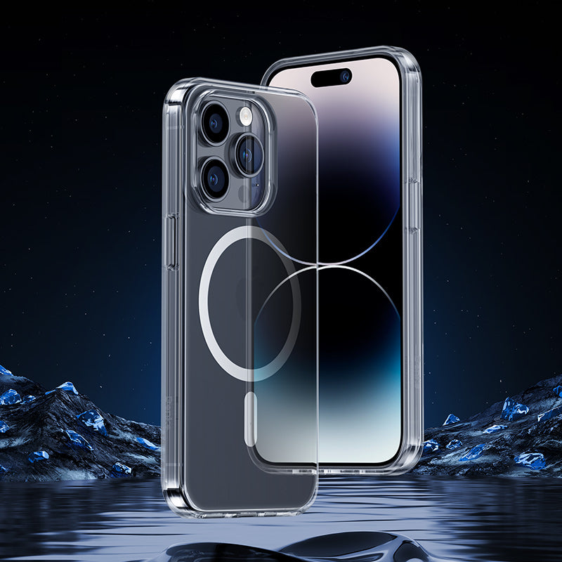 iPhone 14 Pro Max Kılıf Wireless Şarj Destekli Benks Yeni Magnetik Crystal PC Kılıf Renksiz