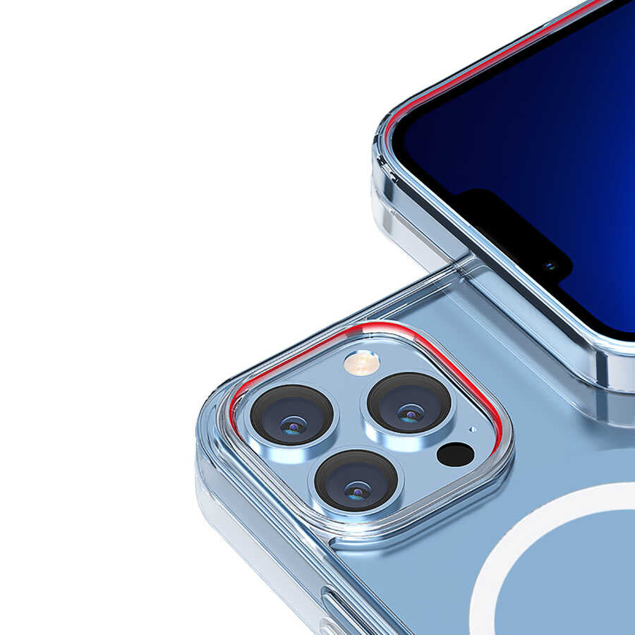 iPhone 14 Pro Wiwu Magsafe Şarj Özellikli Lens Korumalı Şeffaf Silikon Kılıf Siyah