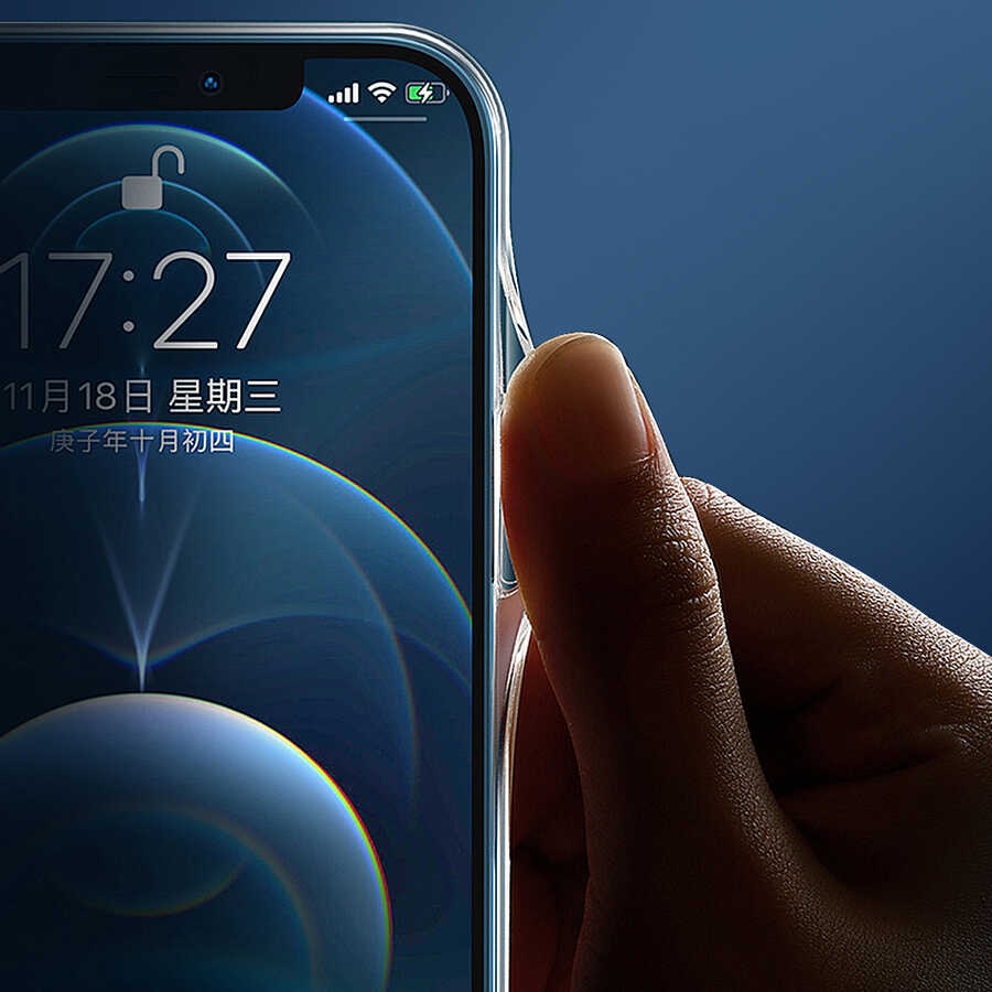 iPhone 14 Pro Wiwu Magsafe Şarj Özellikli Lens Korumalı Şeffaf Silikon Kılıf Siyah