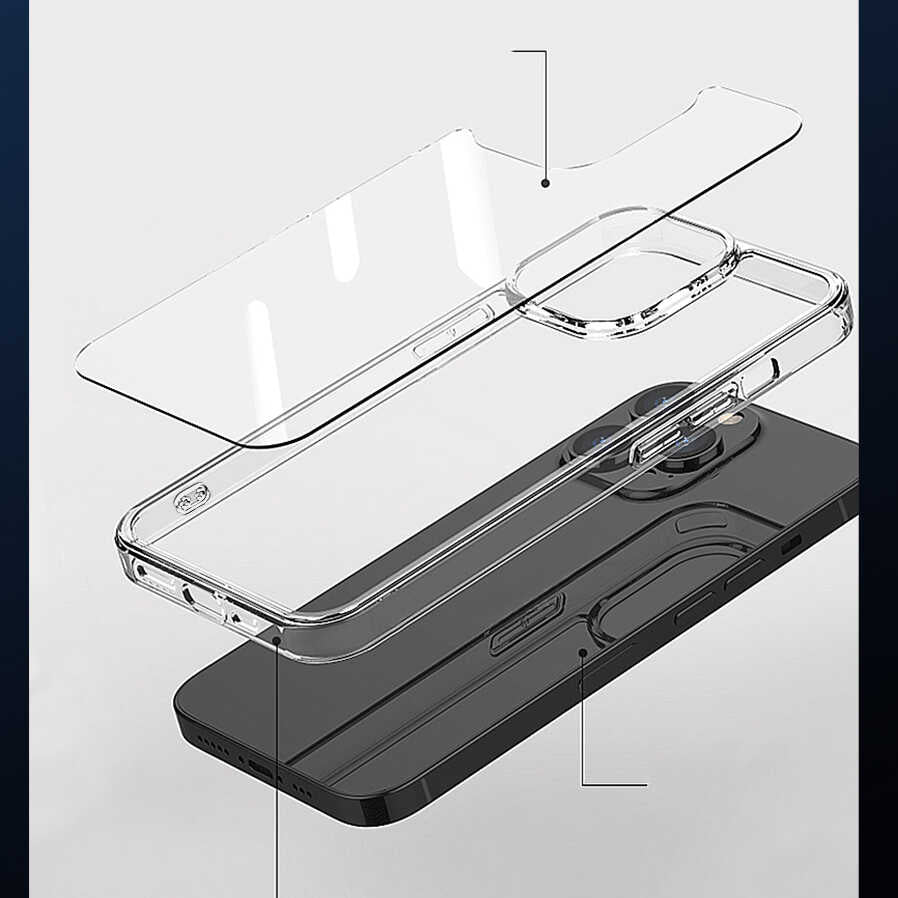 iPhone 14 Pro Wiwu Magsafe Şarj Özellikli Lens Korumalı Şeffaf Silikon Kılıf Renksiz