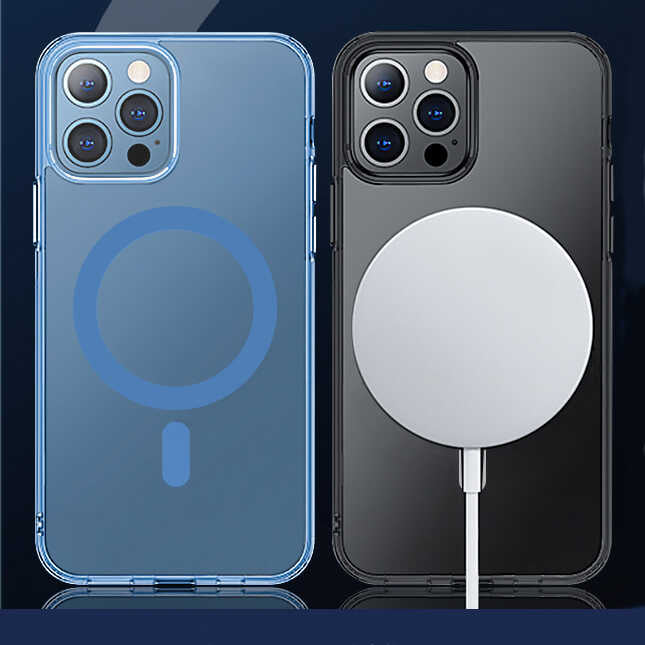 iPhone 14 Pro Wiwu Magsafe Şarj Özellikli Lens Korumalı Şeffaf Silikon Kılıf Siyah