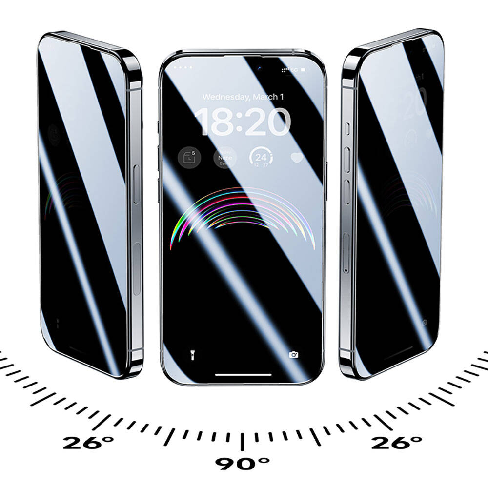 iPhone 15 Benks V Pro Ultra Shield Privacy 0.3mm Ekran Koruyucu + Kolay Uygulama Aparatlı Siyah