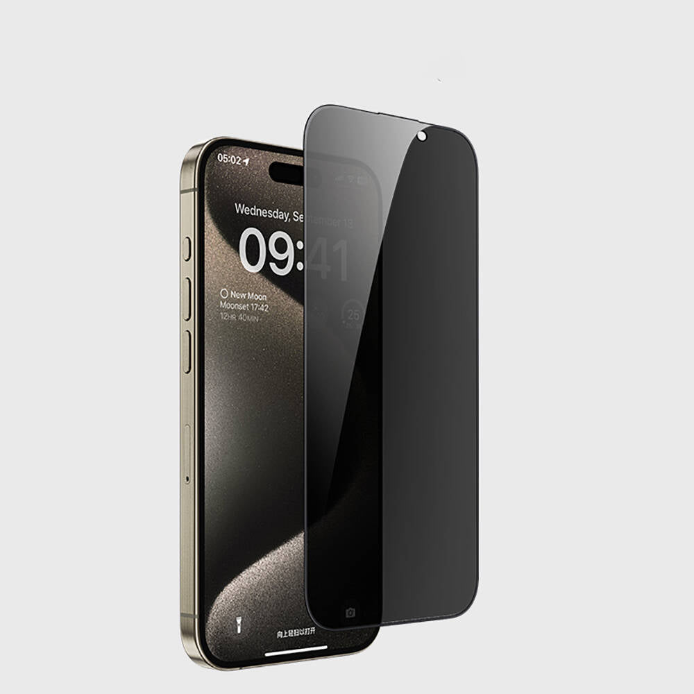 iPhone 15 Casebang Privacy Hayalet Ekran Koruyucu + Kolay Uygulama Aparatı Siyah
