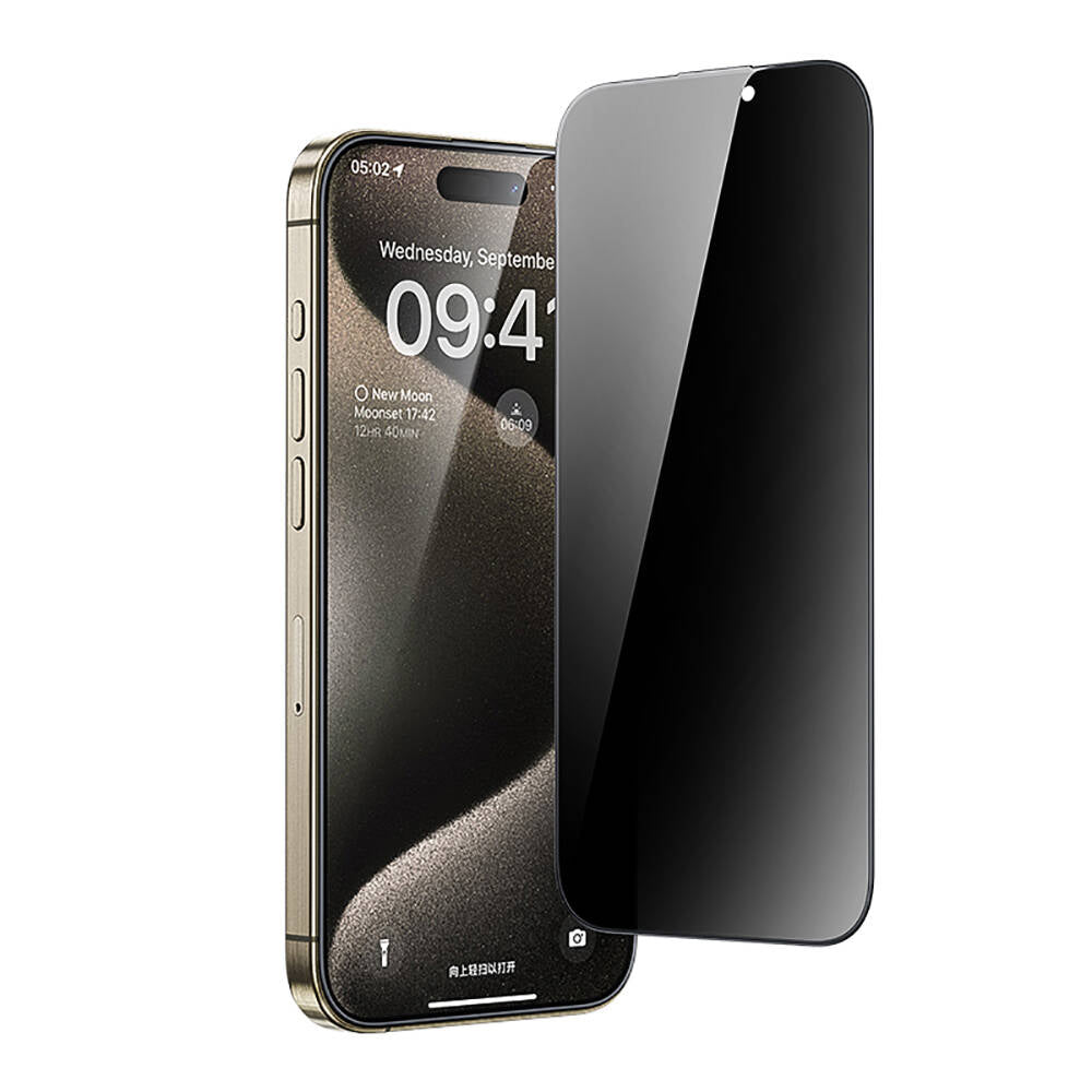 iPhone 15 Casebang Privacy Hayalet Ekran Koruyucu + Kolay Uygulama Aparatı Siyah