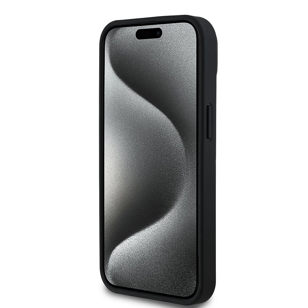 Apple iPhone 15 Kılıf Aston Martin Orjinal Lisanslı M-safe Şarj Özellikli Renkli Halka ve Karbon Fiber Tasarımlı Kapak Siyah-Yeşil