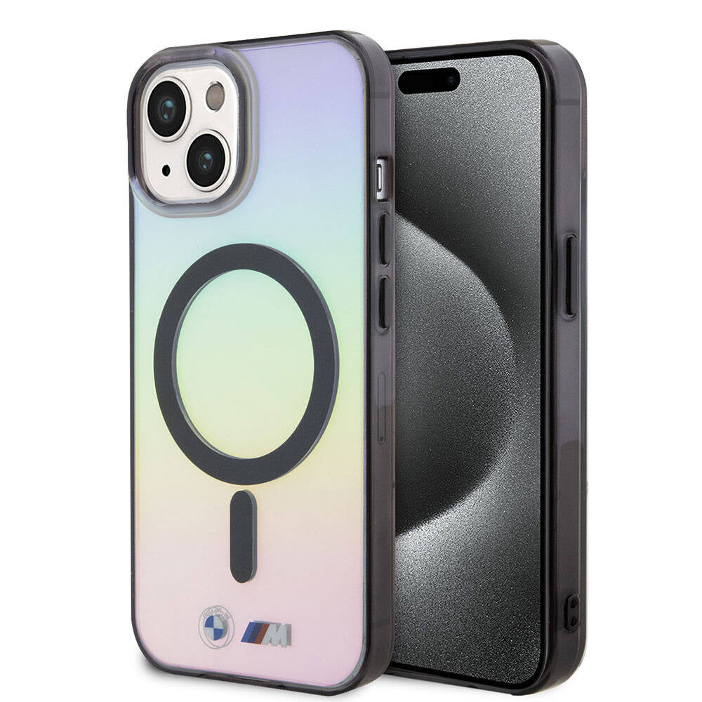 iPhone 15 Kılıf BMW Magsafe Şarj Özellikli Transparan Renk Geçişli Iridescent Orjinal Lisanslı Kılıf Karışık
