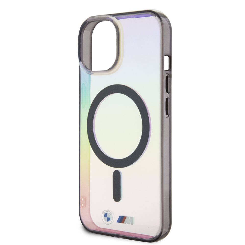 iPhone 15 Kılıf BMW Magsafe Şarj Özellikli Transparan Renk Geçişli Iridescent Orjinal Lisanslı Kılıf Karışık