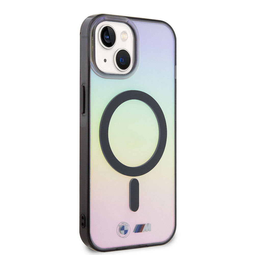 iPhone 15 Kılıf BMW Magsafe Şarj Özellikli Transparan Renk Geçişli Iridescent Orjinal Lisanslı Kılıf Karışık