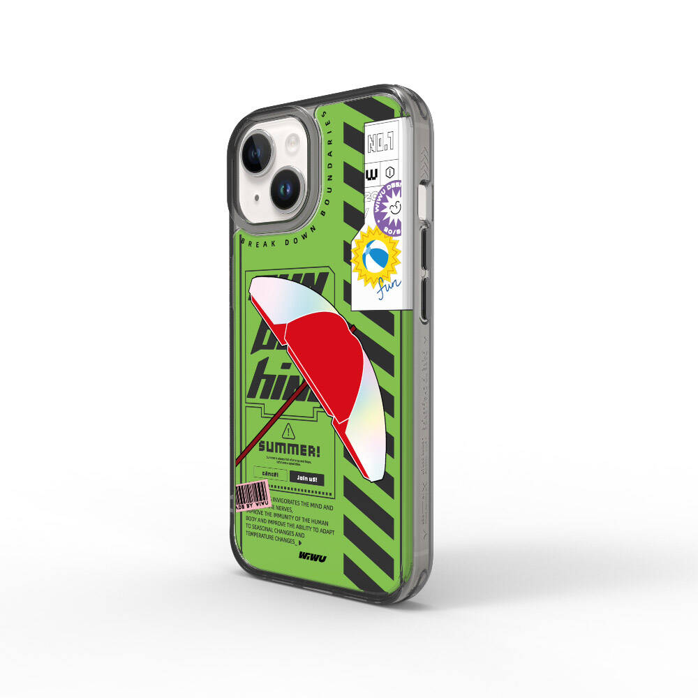 iPhone 15 Kılıf Çift Katman Desenli Wiwu Summer Serisi Kılıf Yeşil