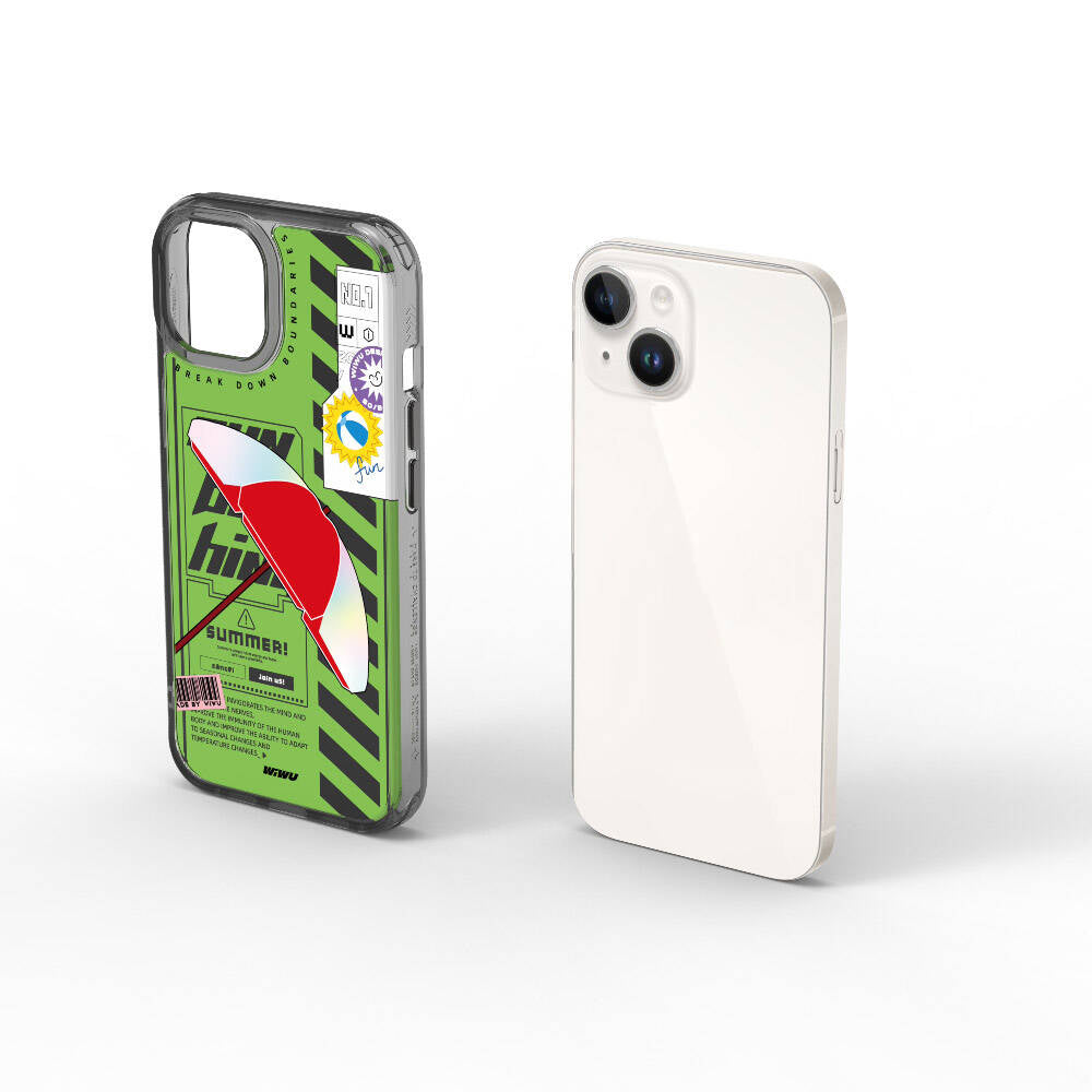 iPhone 15 Kılıf Çift Katman Desenli Wiwu Summer Serisi Kılıf Yeşil