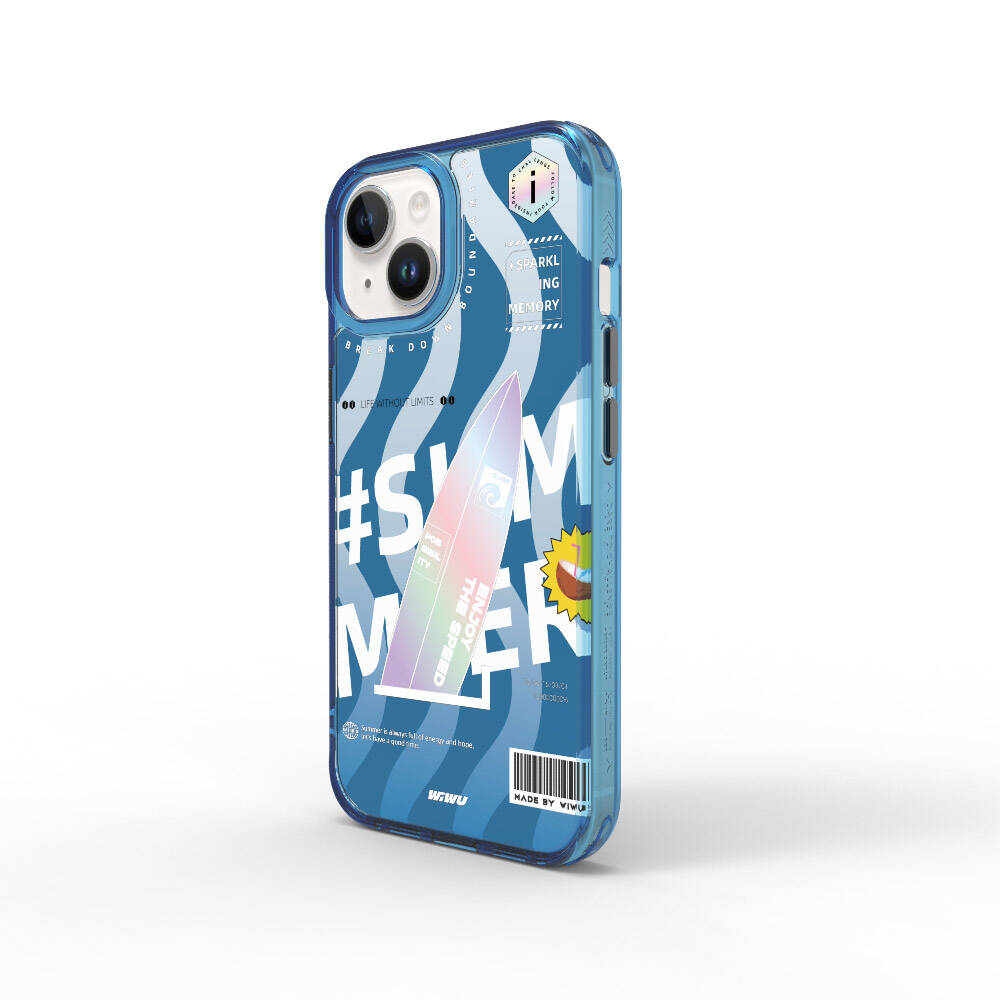 iPhone 15 Kılıf Çift Katman Desenli Wiwu Summer Serisi Kılıf Yeşil