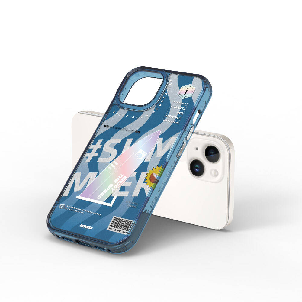 iPhone 15 Kılıf Çift Katman Desenli Wiwu Summer Serisi Kılıf Yeşil