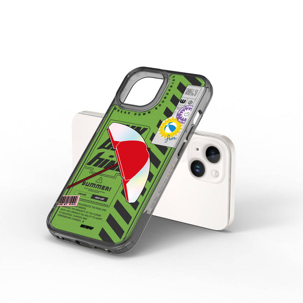 iPhone 15 Kılıf Çift Katman Desenli Wiwu Summer Serisi Kılıf Yeşil