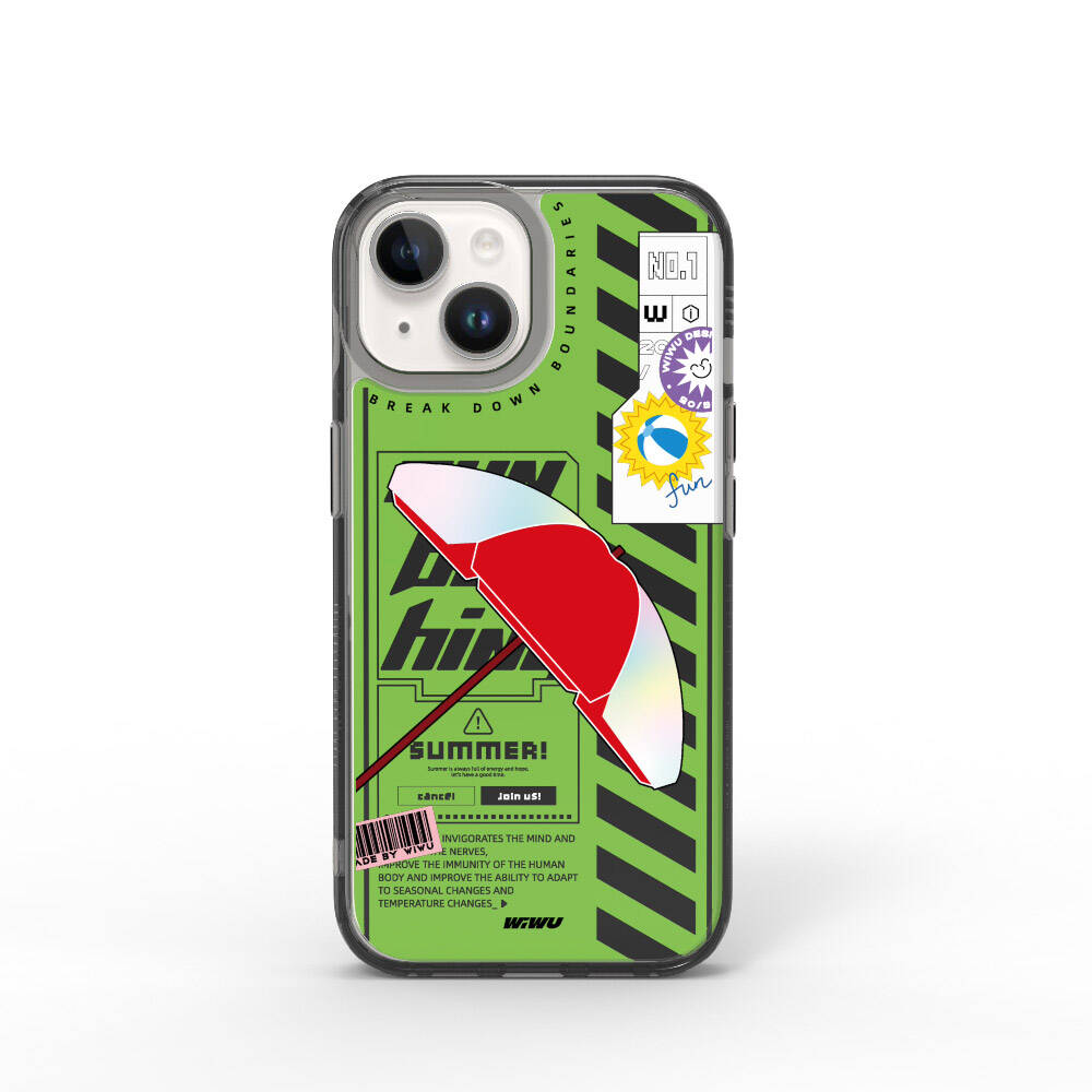 iPhone 15 Kılıf Çift Katman Desenli Wiwu Summer Serisi Kılıf Yeşil