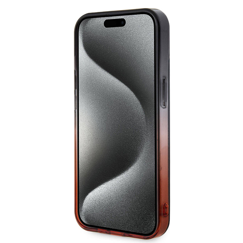 iPhone 15 Kılıf Ferrari Orjinal Lisanslı Transparan SF Yazılı Kenarları Renk Geçişli Kılıf Siyah