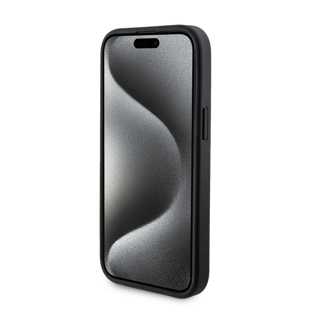 Apple iPhone 15 Kılıf Guess Orjinal Lisanslı Magsafe Şarj Özellikli Yazı Logolu 4G Desenli Kapak + Powerbank 5000mAh 2in1 Set Siyah