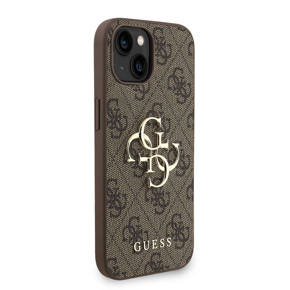 Apple iPhone 15 Kılıf Guess Orjinal Lisanslı PU Deri Bilek Askı İpli Metal Büyük 4G ve Yazı Logolu Kapak Siyah
